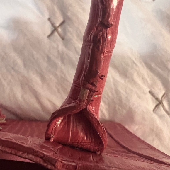 LIZ CLAIBORNE Small Satchel Bag Pink Croc Handbag Purse - Picture 6 of 11